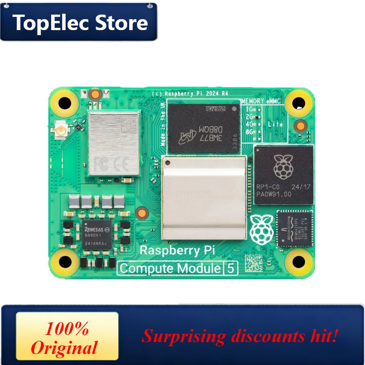Raspberry Pi 5 8Gb - لوحة تطوير TopElec Raspberry Pi Compute