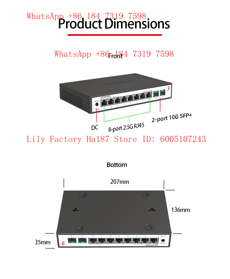 محول شبكة XikeStor 8*2.5G RJ45 - مراجعة Sfp+ 10G Managed Switch 8 Port وسعره